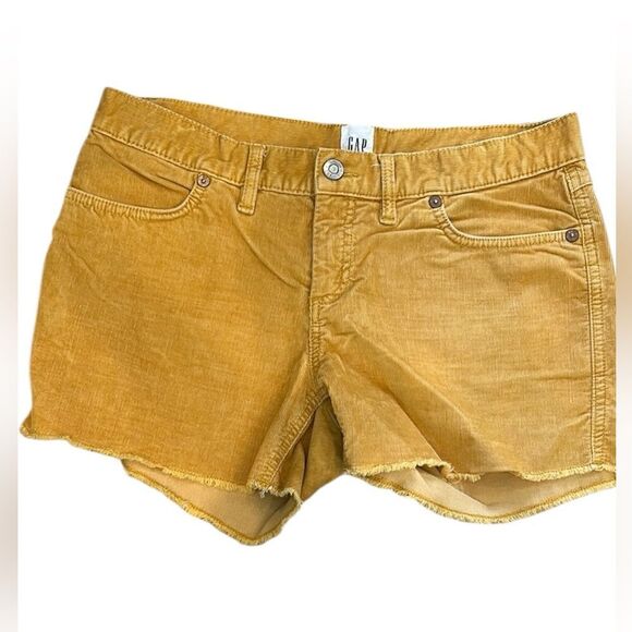GAP Women's Mustard Yellow corduroy, stretchy Shorts 6 - Picture 1 of 10